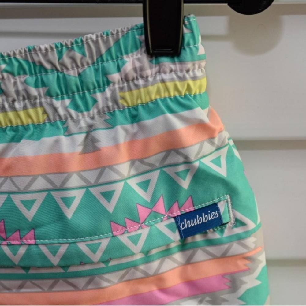 🌴 Chubbies Swim Trunks Men’s 2XL Green Geometric Shorts Boxer Liner Drawstring